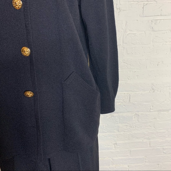 Vtg 80’s Don Sayres for Welmore Black Santana Knit Jacket Pants Set Sz 8 10 - Picture 3 of 11